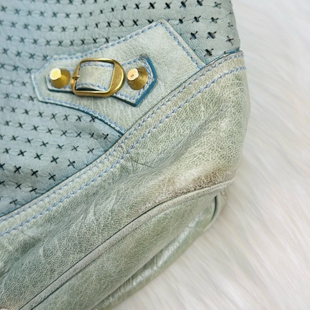 Balenciaga Pale Blue Arena Cross Pampille Bag - Picture 3 of 15